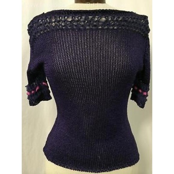 Esteve Sitamurt Women's Sweater Purple Knit S/S Knit Sweater Size Medium - Picture 2 of 8